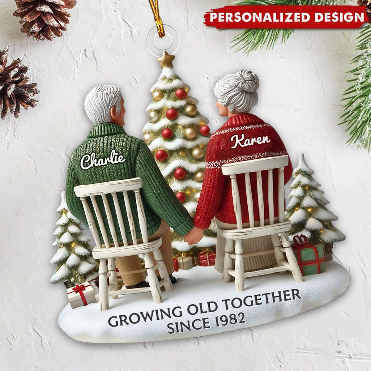 Meidar ornament two sided design stainless steel wooden materials