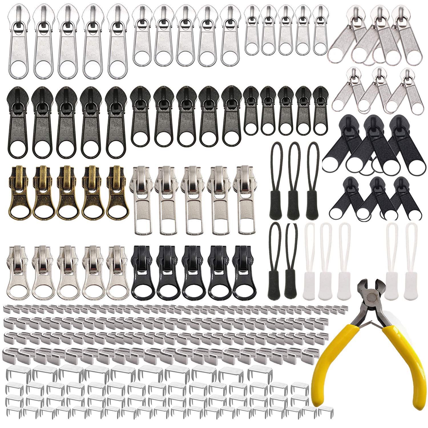 Meikeer 252Pcs zipper repair kit with sliders and plier