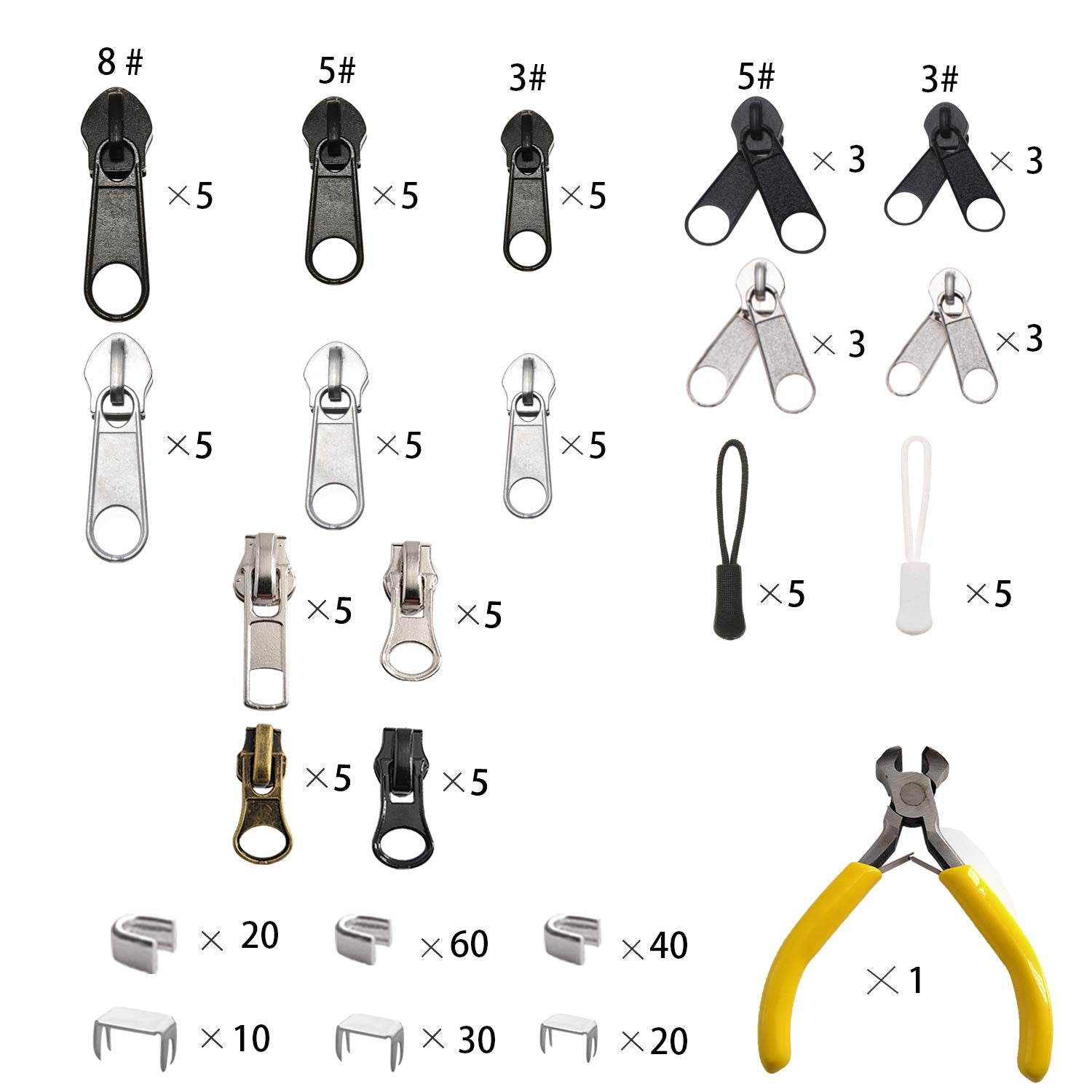 Zipper sliders 3 5 8 included in Meikeer kit