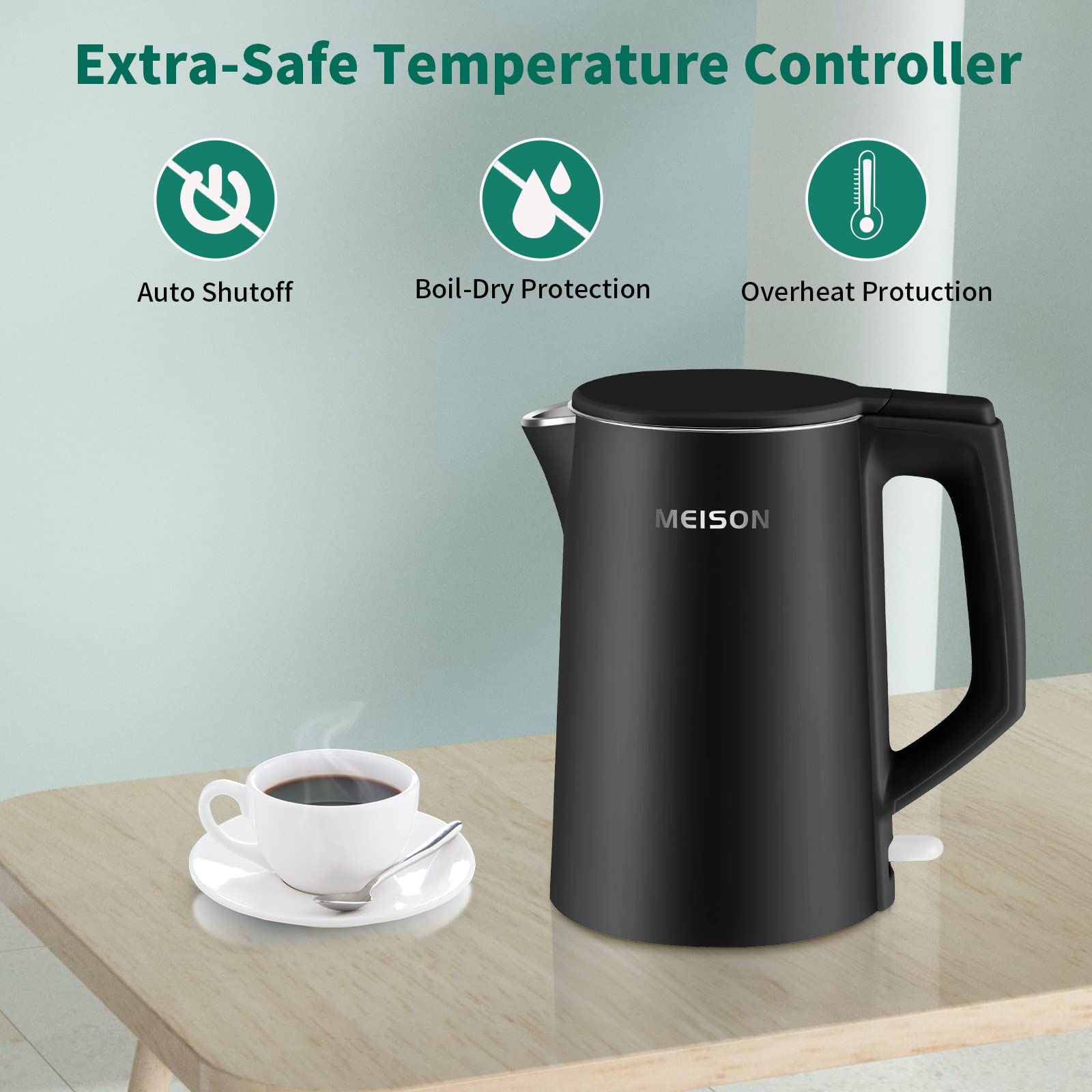 Auto shut-off and boil-dry protection features MEISON kettle