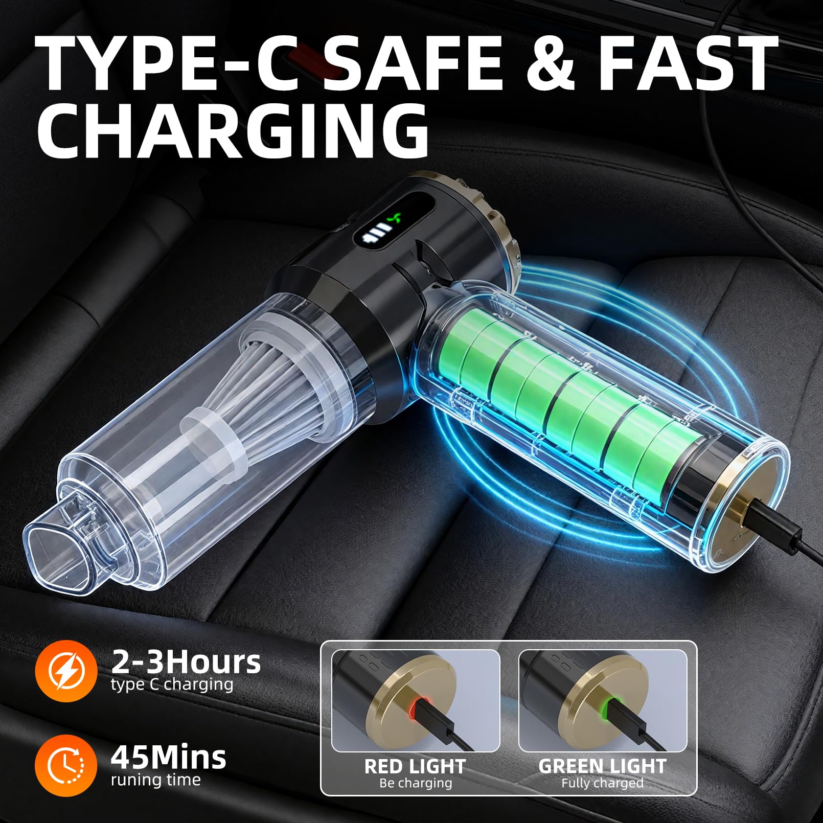 Type-C charging cable and spare filters for Melising vacuum
