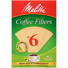 Melitta 6 cone coffee filters natural brown 40 count