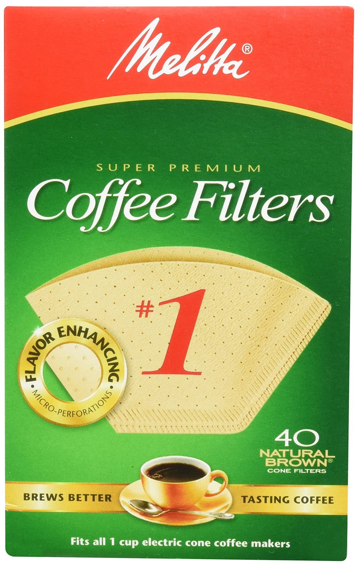 Melitta 620122 natural brown cone coffee filters 40 count