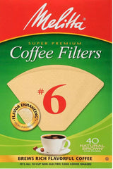 Melitta cone coffee filters Number 6 40 count 2-pack packaging