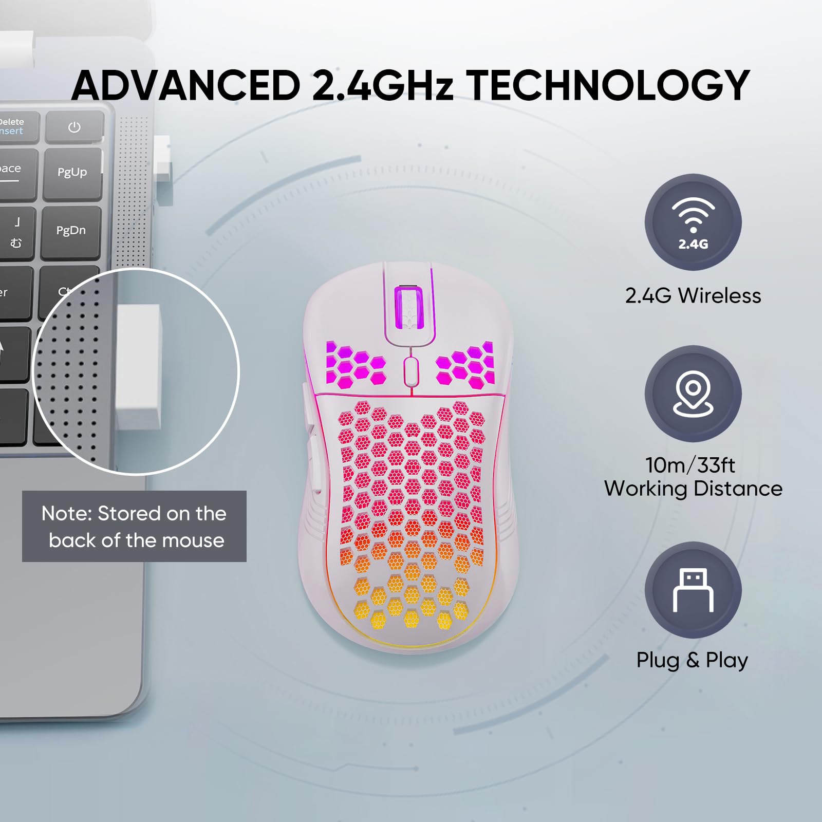 Wireless gaming mouse 10m range 2.4G USB receiver