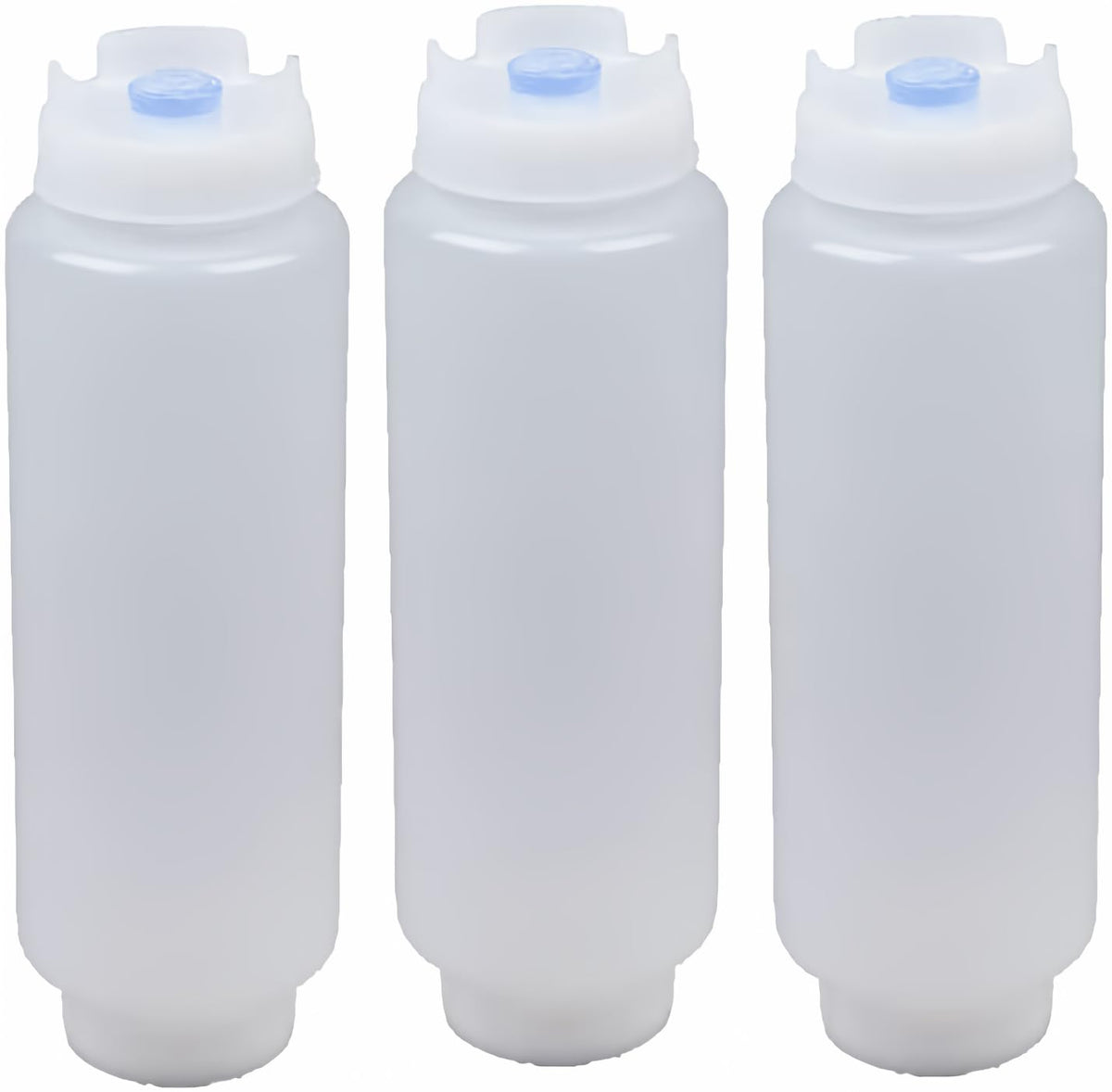 Melostu Squeeze Bottle 16 oz Blue Tip 3 pack with removable valve