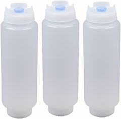 Melostu Squeeze Bottle 16 oz Blue Tip 3 pack with removable valve