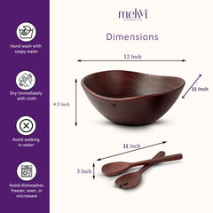Melvvi acacia wood salad bowl details and grain