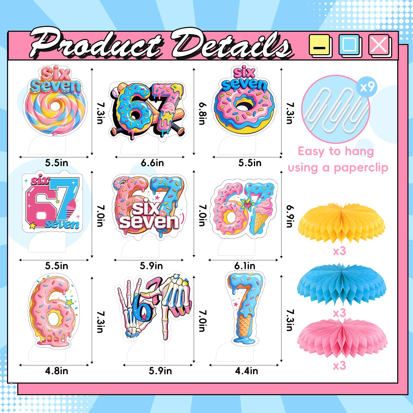 funny 6 7 meme donut theme table decor