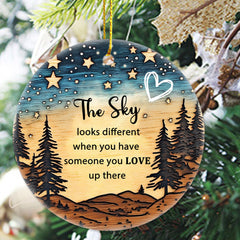 The Sky Looks Different Ornament memorial ceramic 3 inch double sided with golden string