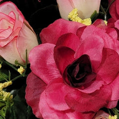 Memorial cone for graveside display with faux silk flowers