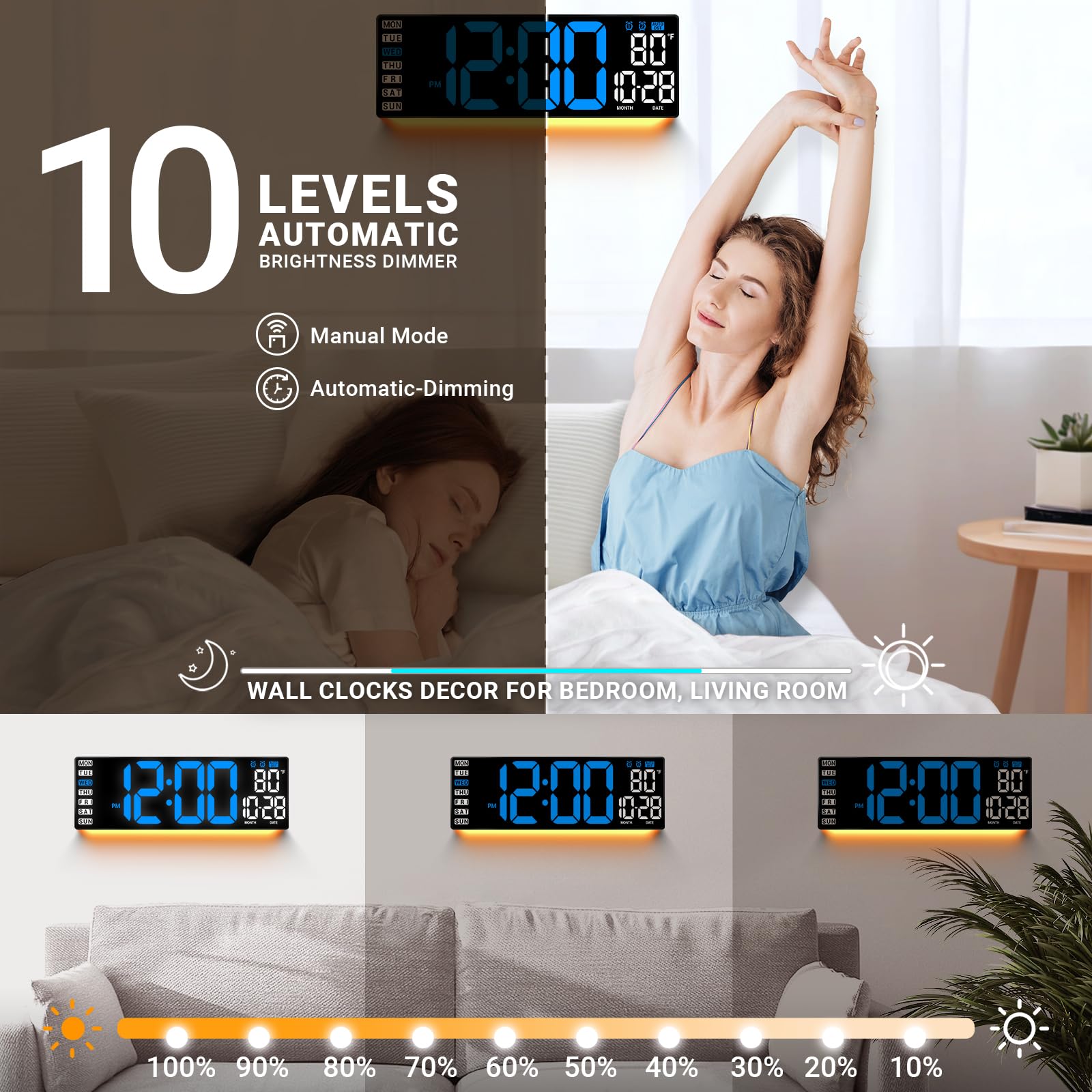 large digital wall clock suitable for home use