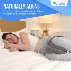 Memory foam knee pillow for hip and back relief