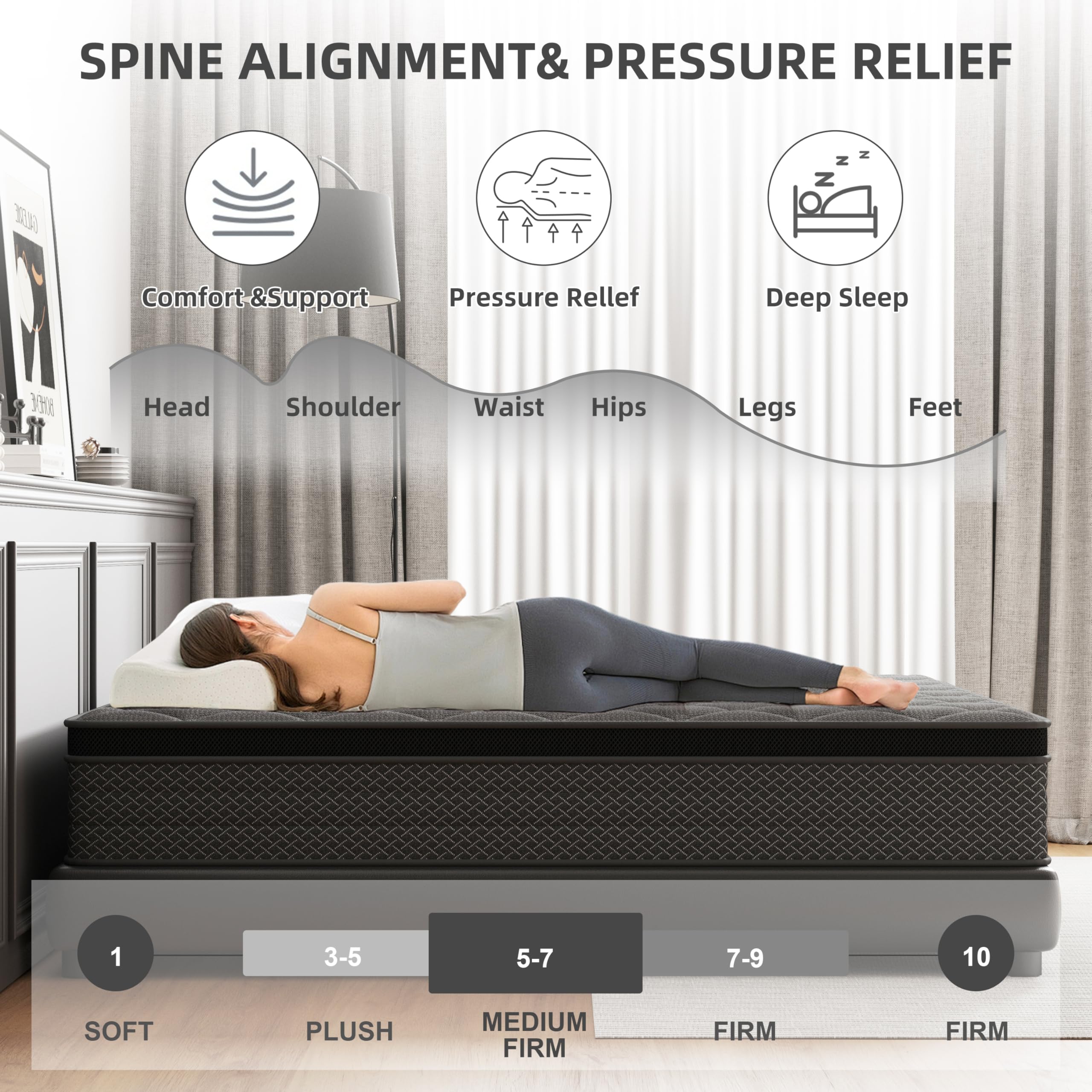 Gel-infused memory foam layer for cool sleep in this mattress