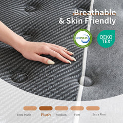 Memory foam with pocket springs closeup on mattress