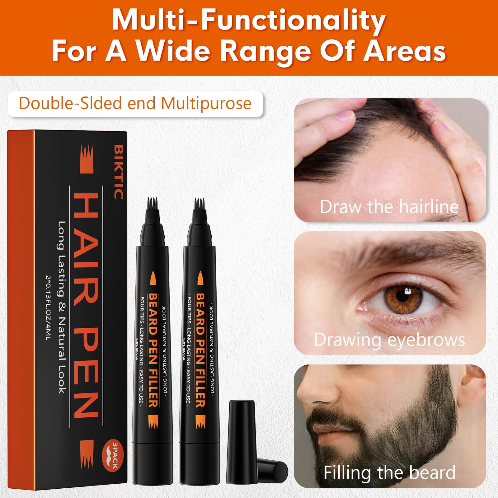 Twist-up beard filler pen for patchy areas