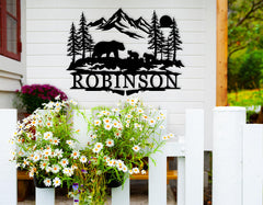 Mens cave decor metal sign personalized with family name