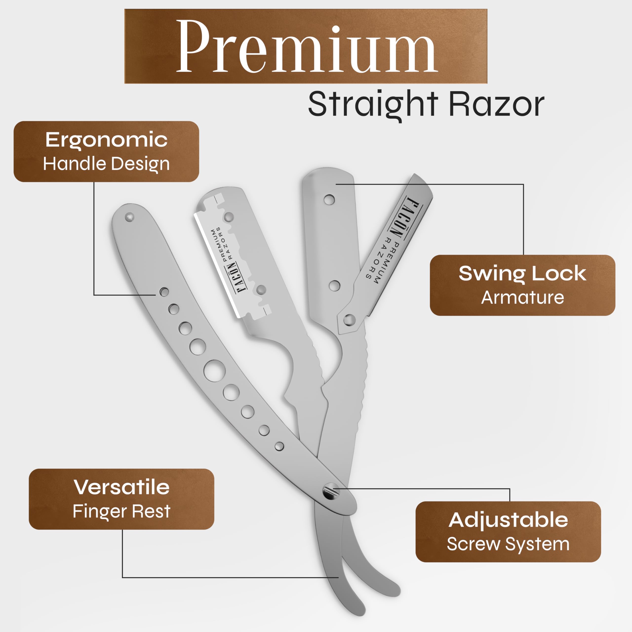 Men's grooming Facón straight razor kit product photography