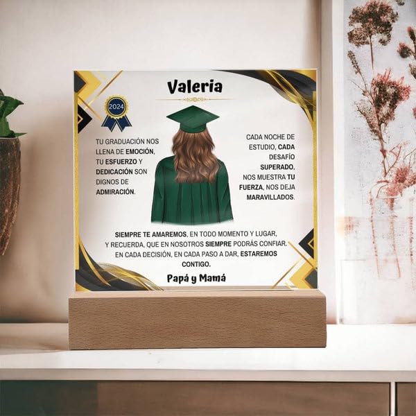 mensaje personalizado para graduación en placa