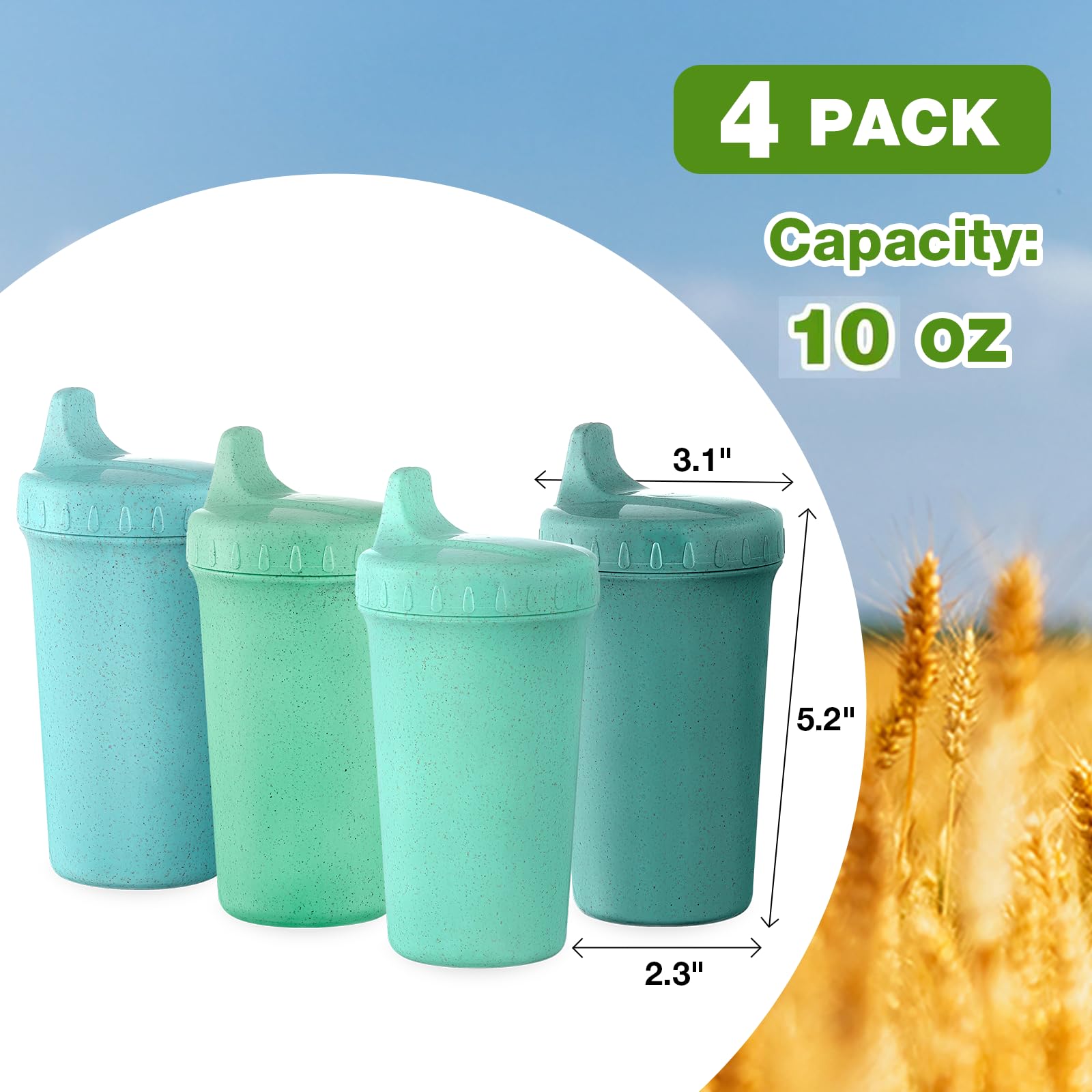 Reusable plastic wheat straw sippy cups by Meolibour