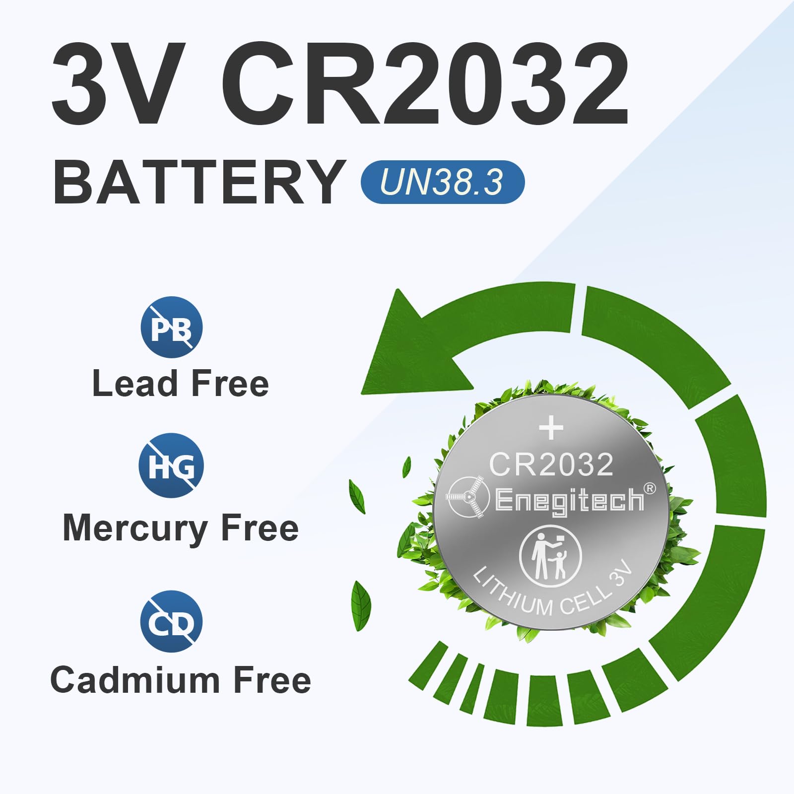 Mercury-free 3V coin battery operating -22°F to 140°F