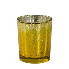2 inch tall mercury glass votive holder with gold coating