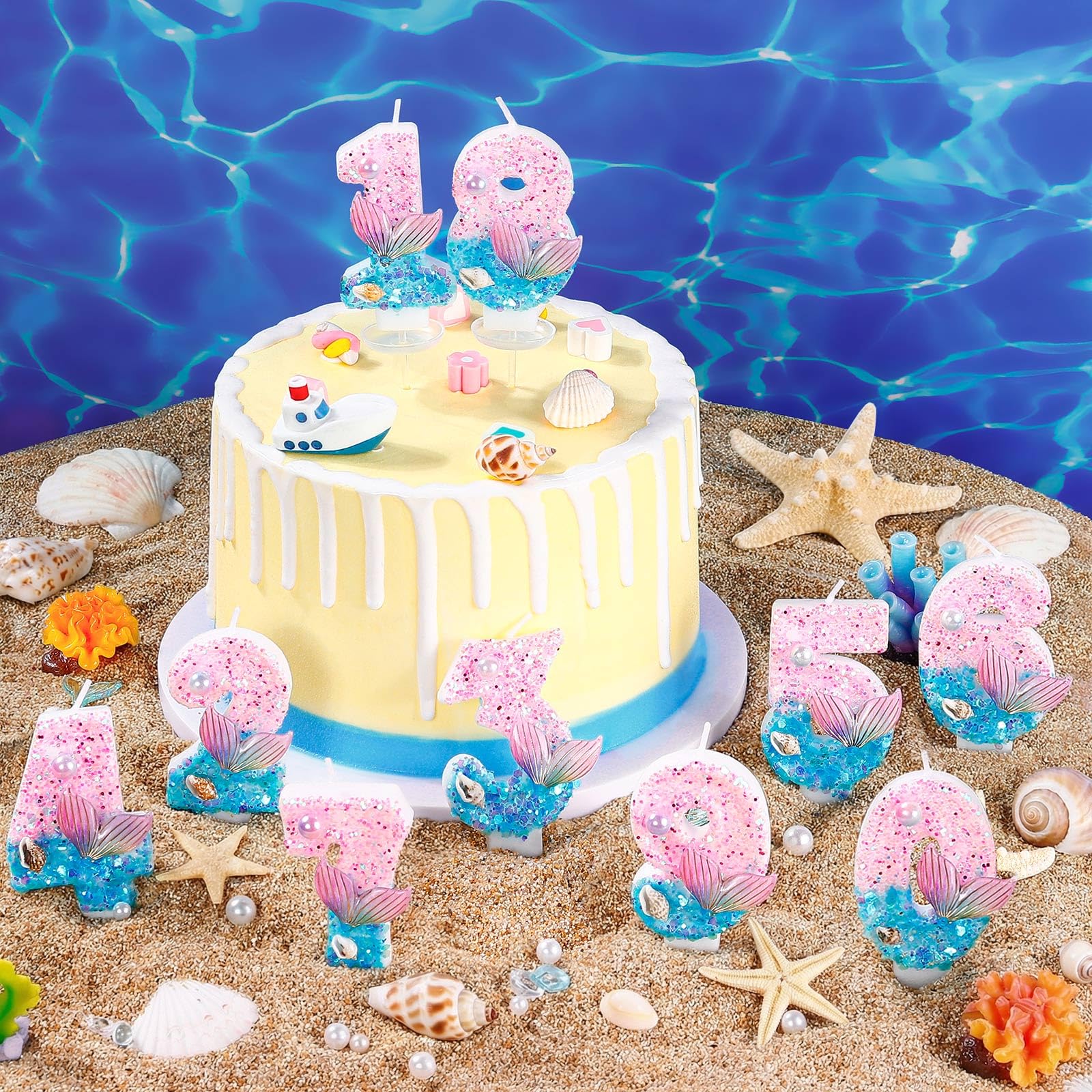 3rd birthday mermaid candle packaged individually in PVC box