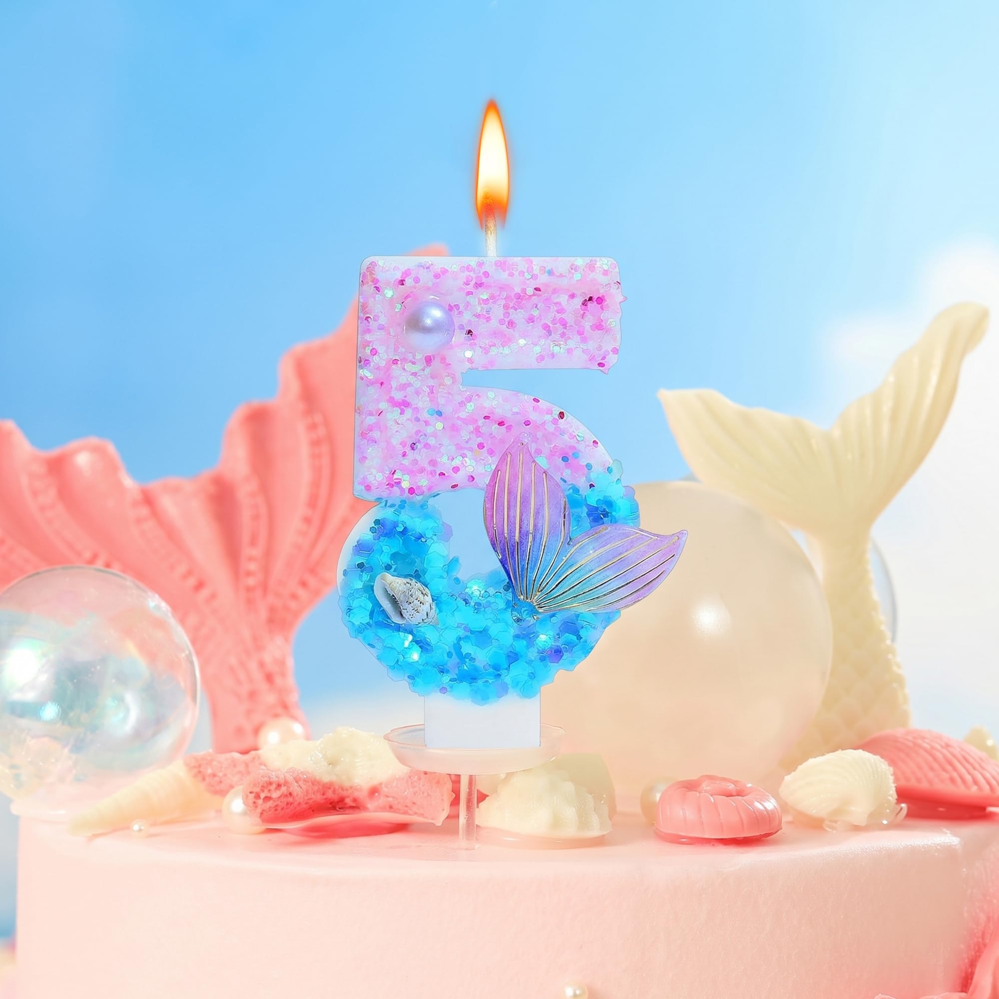 Number 5 candle with holder for cake by PHD CAKE