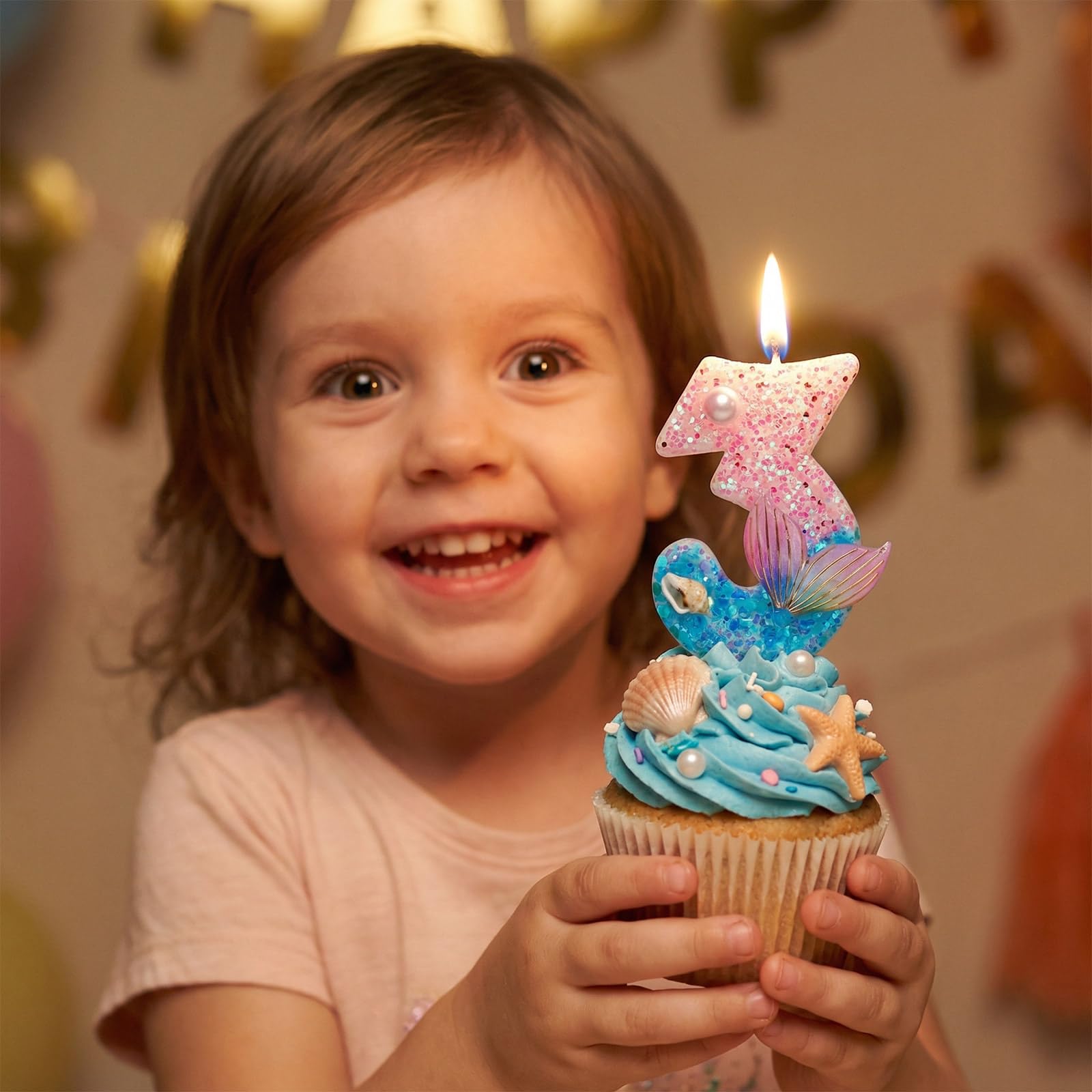 Glitter sequin mermaid candle suitable for mermaid themes