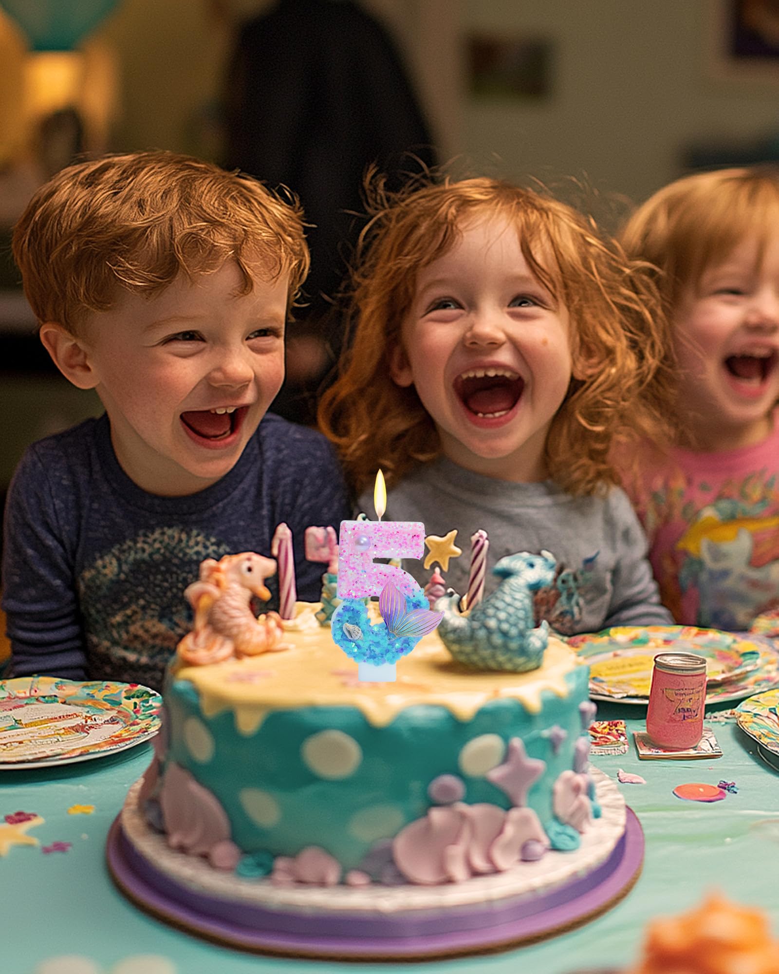 Mermaid number 5 candle for birthdays and celebrations