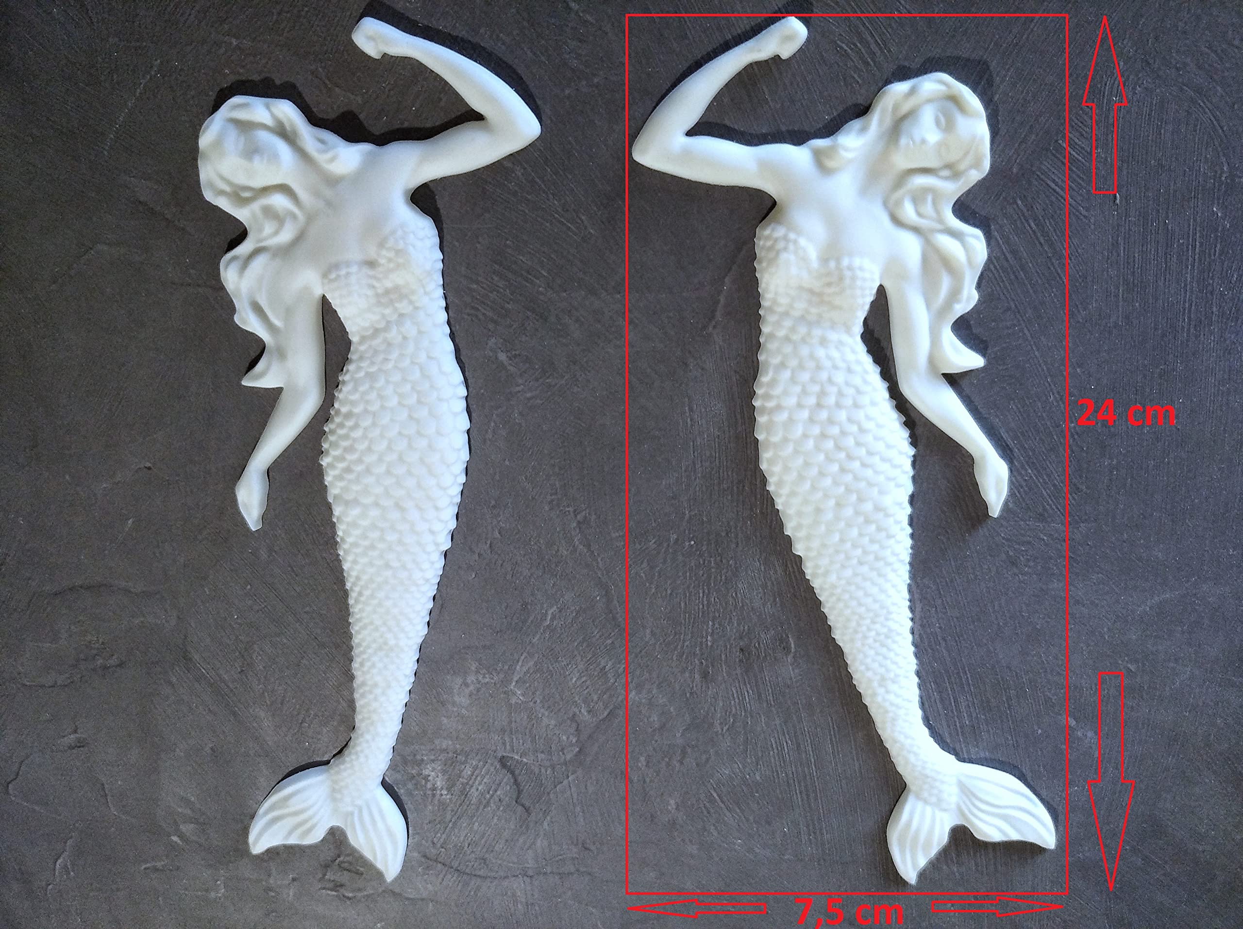 Mermaid pair size 24 x 7,5 cm measure close up