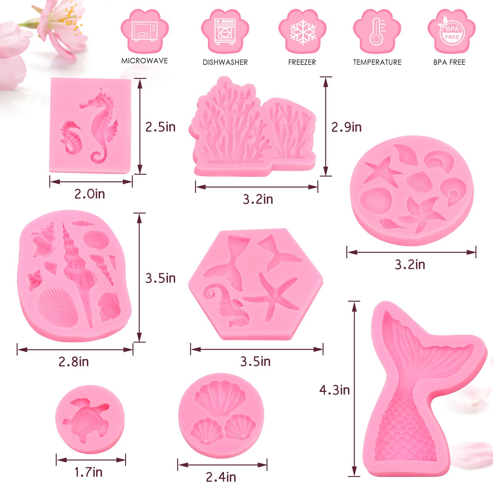 Flexible food grade silicone mold suitable for candy fondant and cake decor