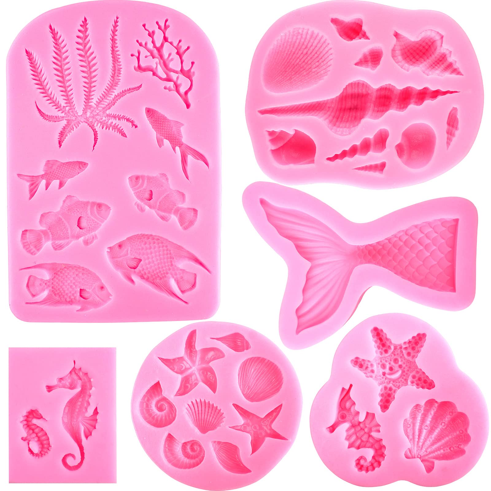 mermaid silicone mold set with ocean shapes
