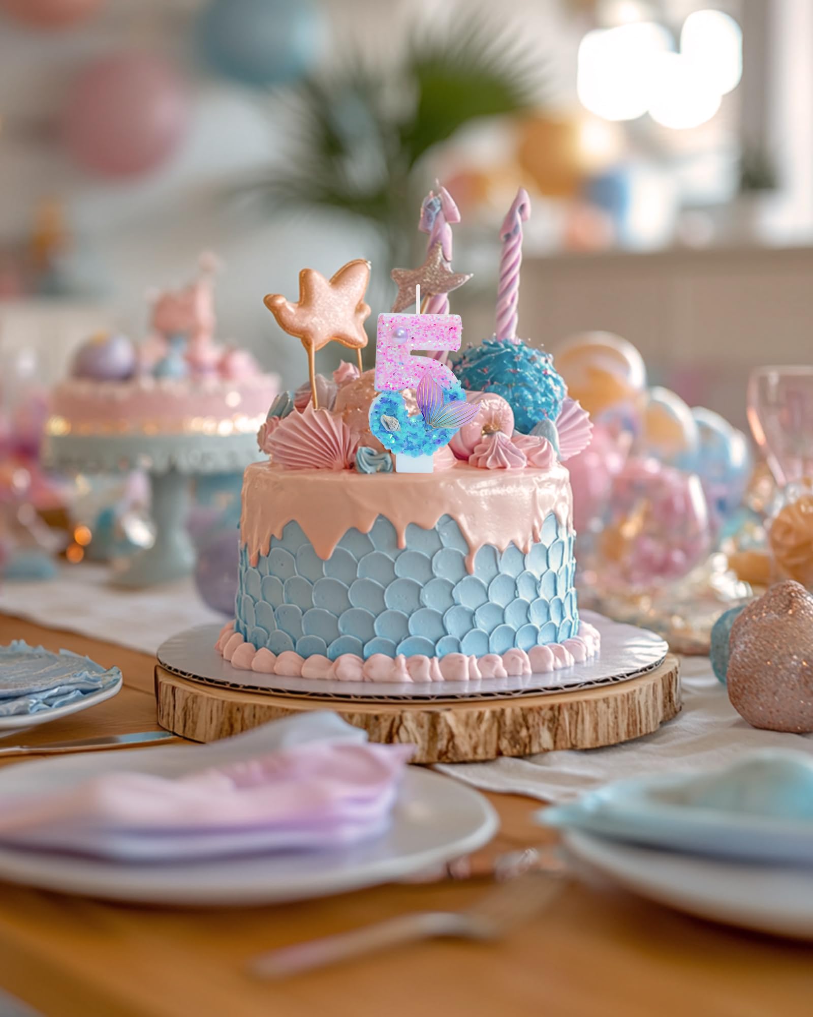 Mermaid theme birthday candles for anniversaries and parties