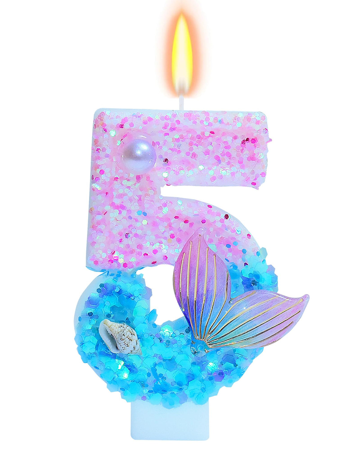Mermaid themed birthday candles 2.87 inch tall cake topper