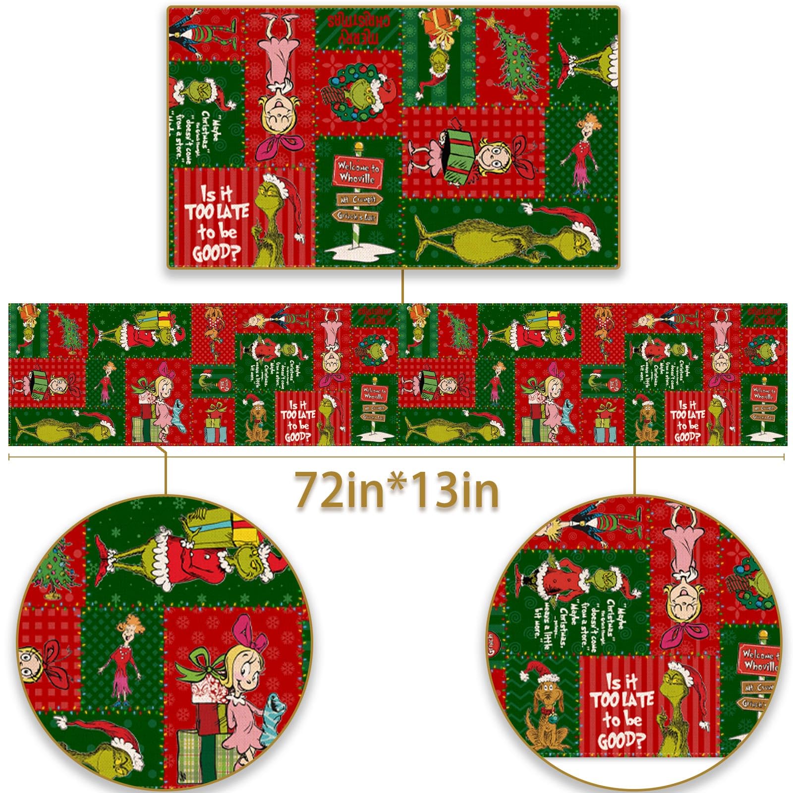 Merry Christmas linen table runner for kitchen and dining