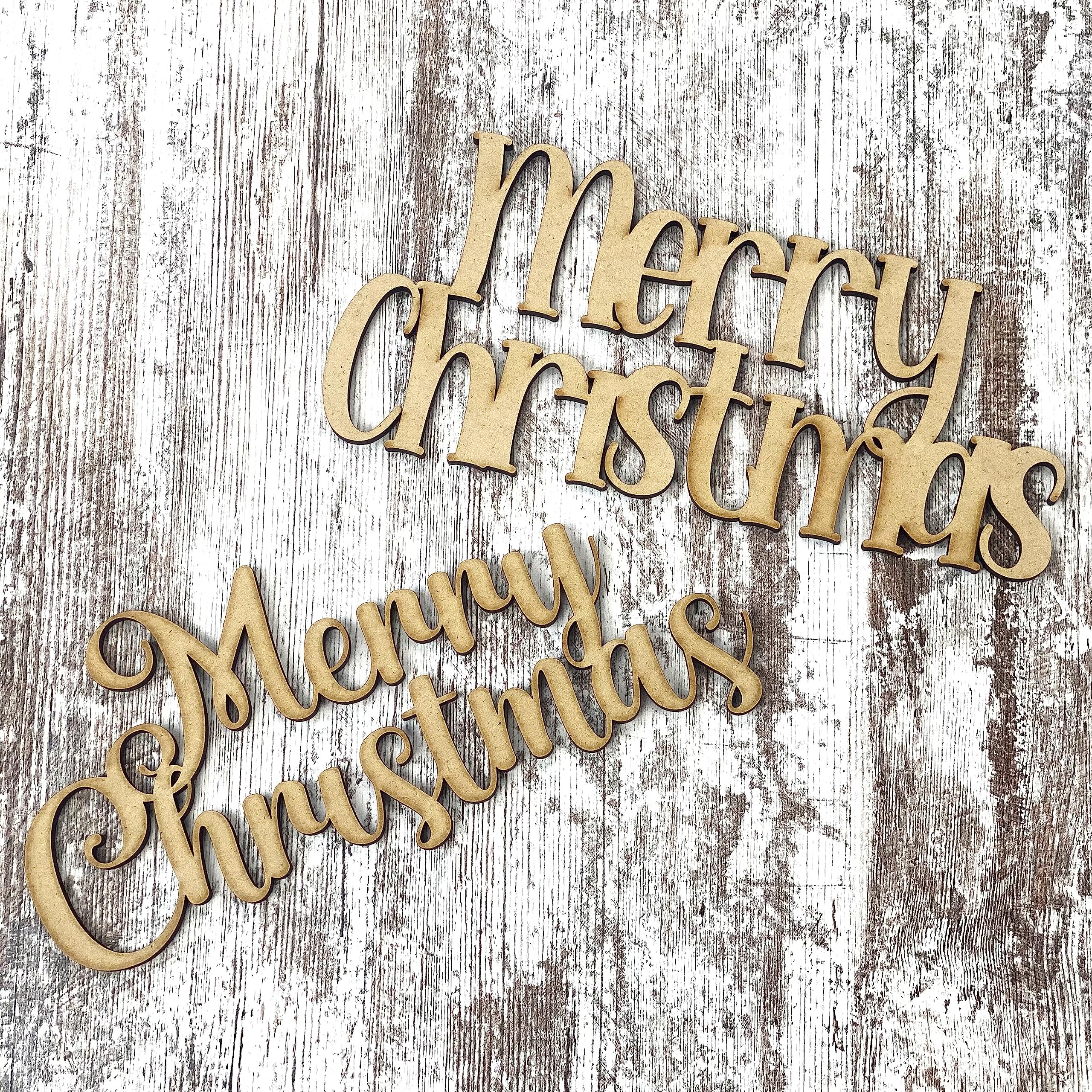 Birch wood cutouts 5mm thick for Merry Christmas crafts by Pink Door Wreaths