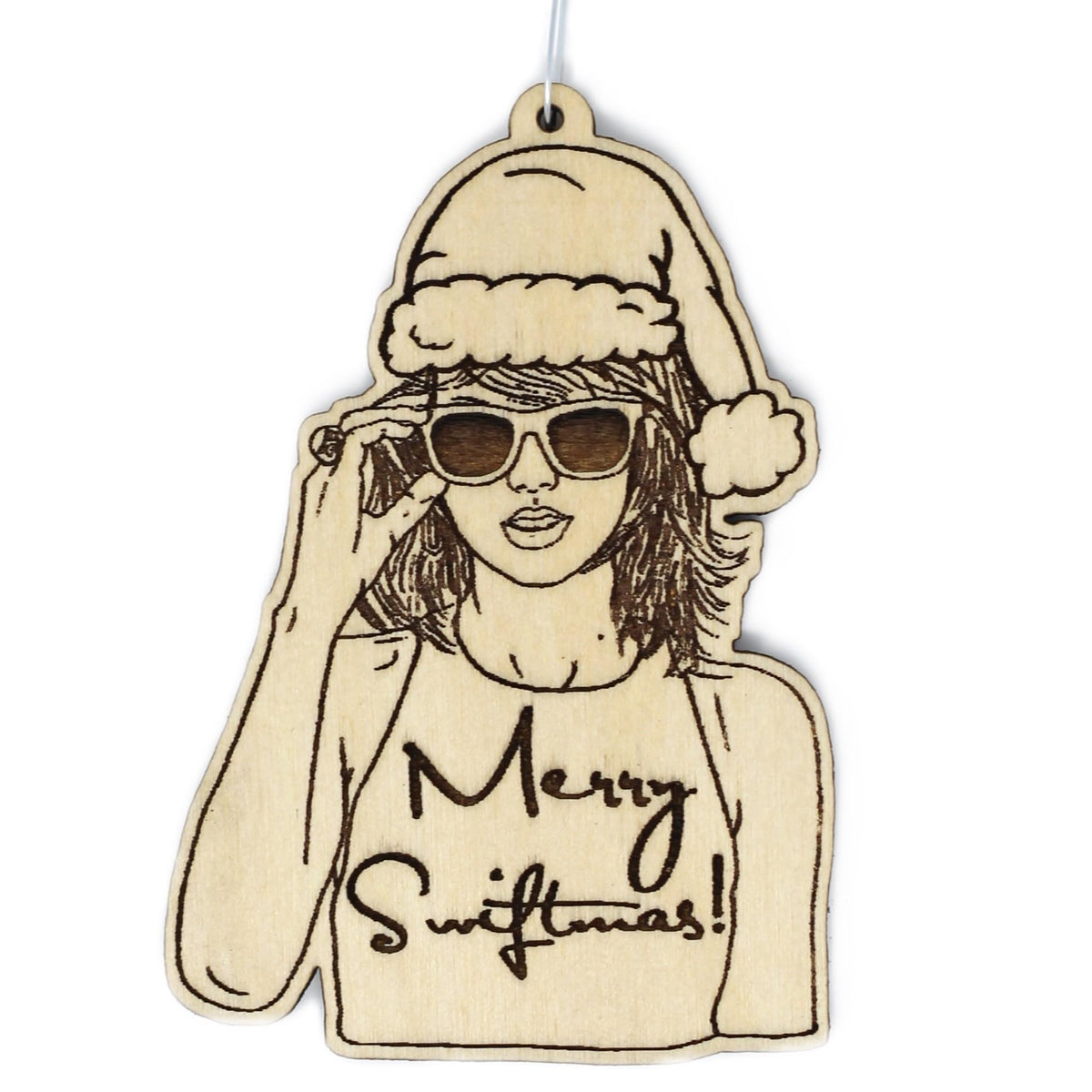 Merry Swift Christmas Ornament birch wood