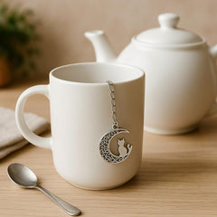 Durable reusable Moon Cat tea infuser in cup