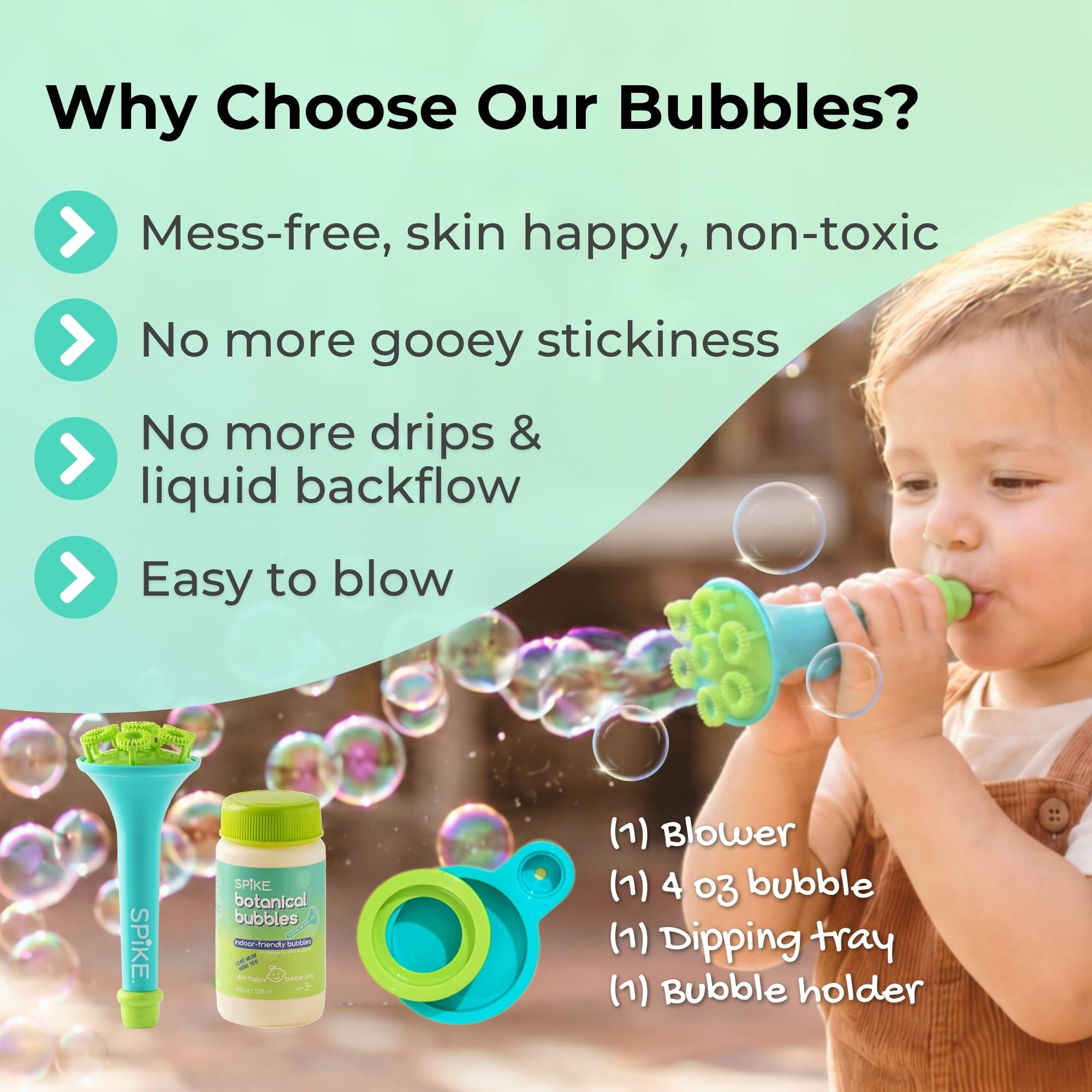 Mess-free bubble solution for Innobaby Spike Bubble Blower