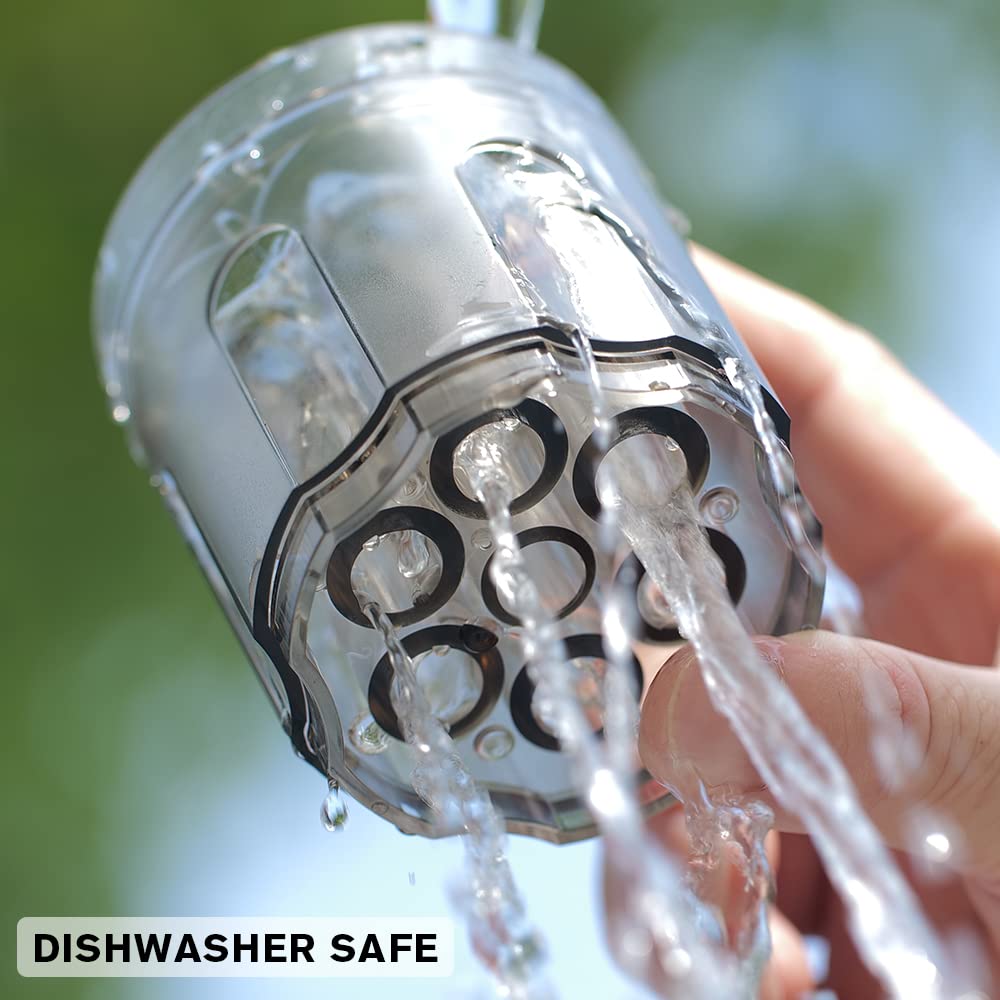 Portable size of a water bottle for travel