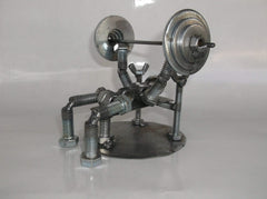 Metal bolt figurine weight lifter mini sculpture