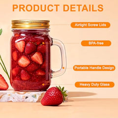 Mason jar mug 500ml with screw cap lid