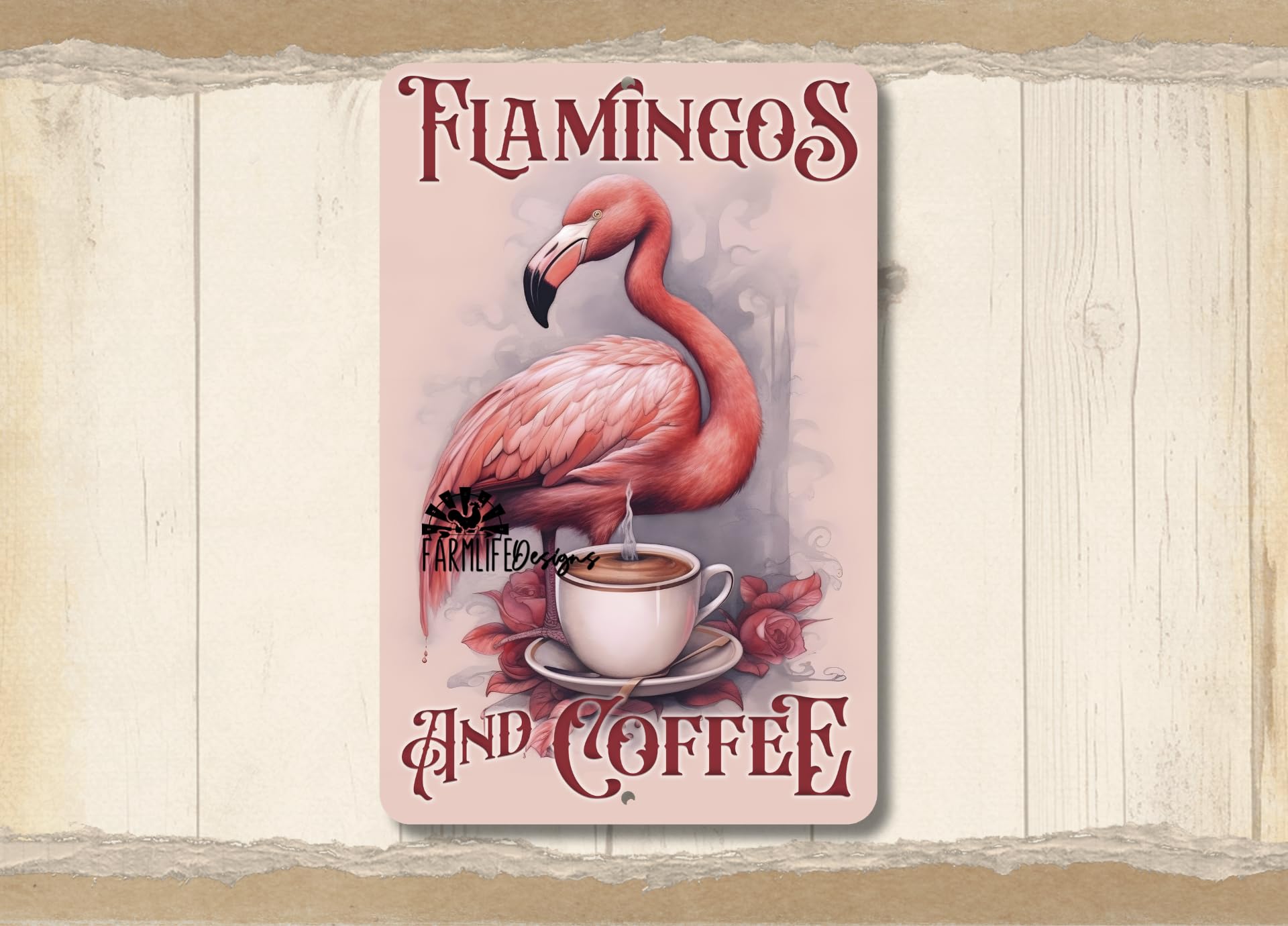 Home decor flamingo sign 8x12 metal