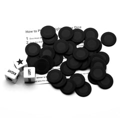 Dices marked Left Center Right and Dot signs