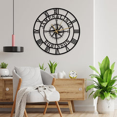 Metal compass sign clock construction and durability