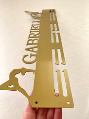 Metal medal holder for gymnasts