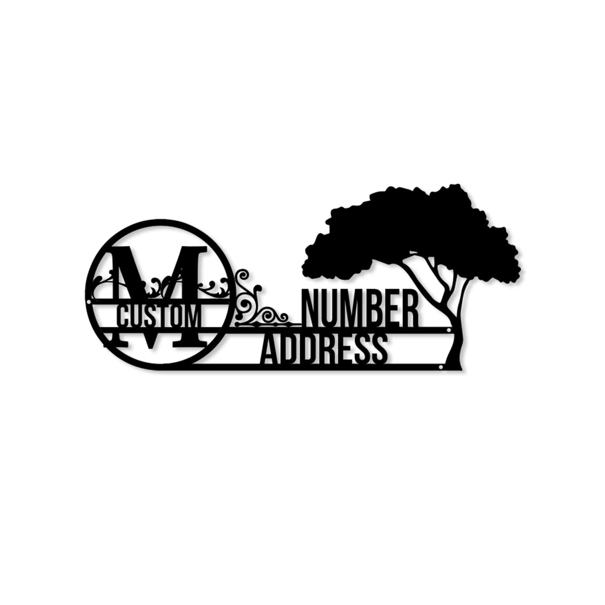 Metal House Numbers for Outside tree of life plaque close up