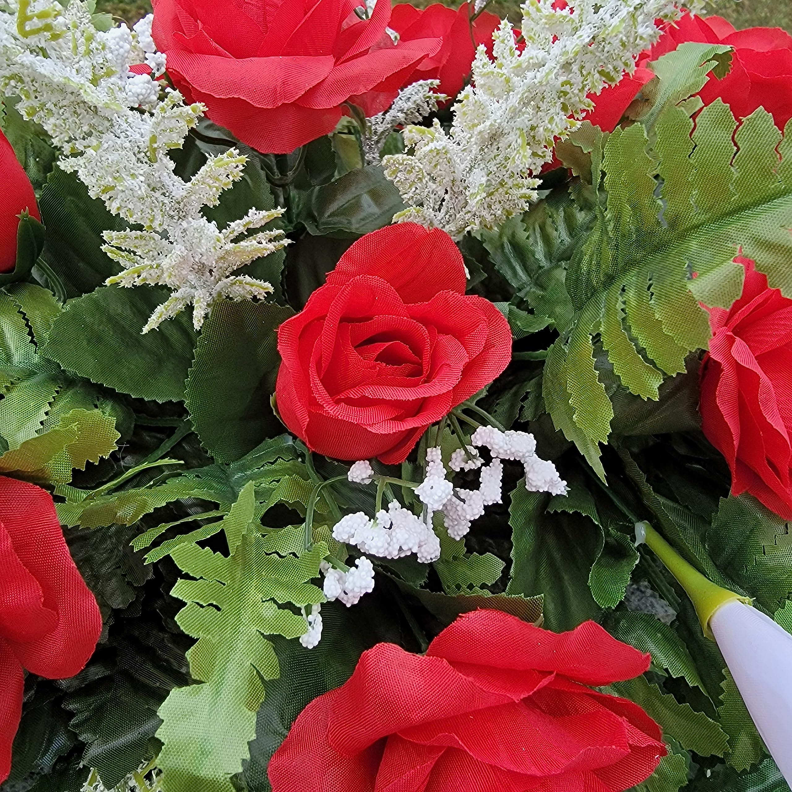 Saddle legs bent inward to fit different headstone sizes