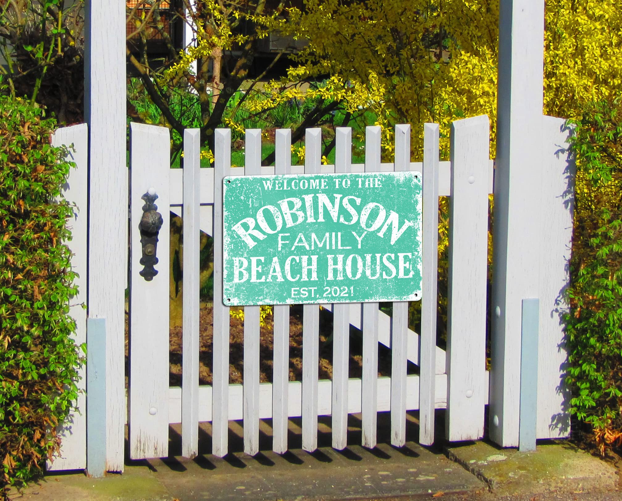 12x18 beach house sign four corner holes